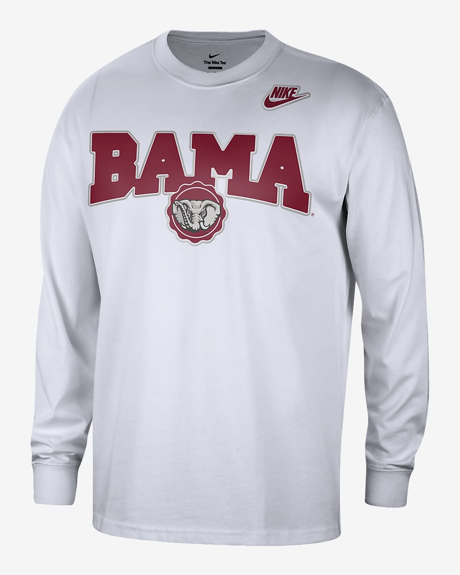 Alabama Max90 Men's Nike College Crew-Neck Long-Sleeve T-Shirt - White