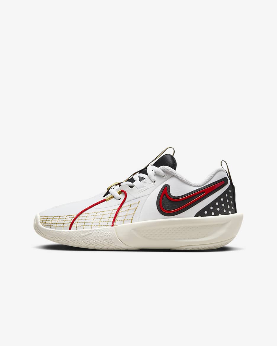 Nike G.T. Cut 3 Big Kids' Basketball Shoes - White/Black/Bronzine/University Red