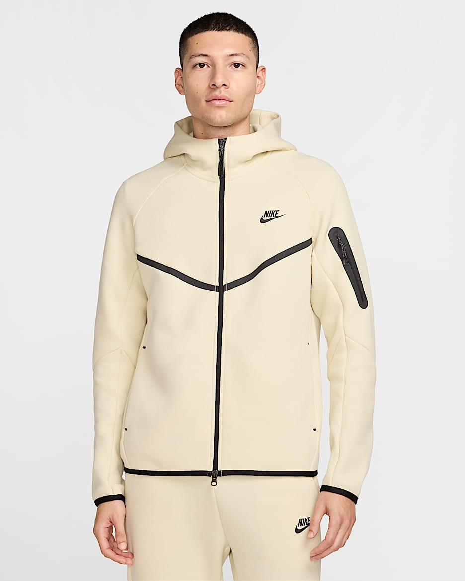 Nike Tech Men's Full-Zip Windrunner Hoodie - Light Khaki/Black