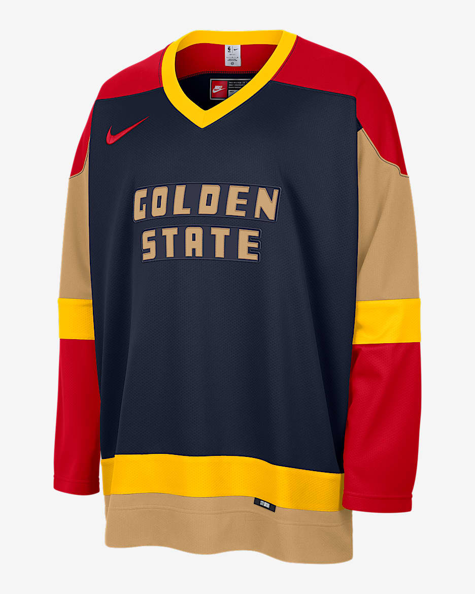 Golden State Warriors City Edition Men's Nike NBA Hockey Jersey - College Navy/Club Gold/Amarillo/University Red