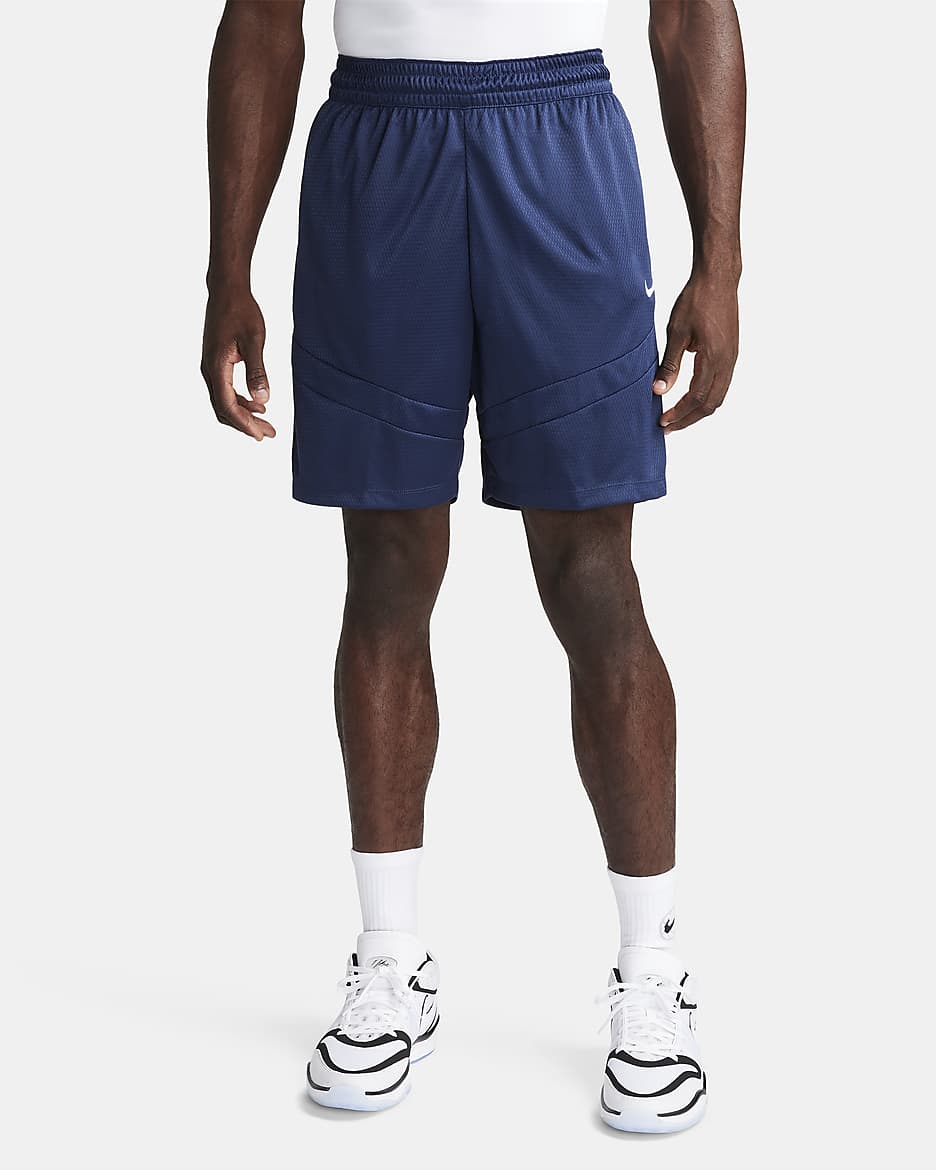 Calções de basquetebol Dri-FIT de 20 cm Nike Icon para homem - Midnight Navy/Midnight Navy/Midnight Navy/Branco