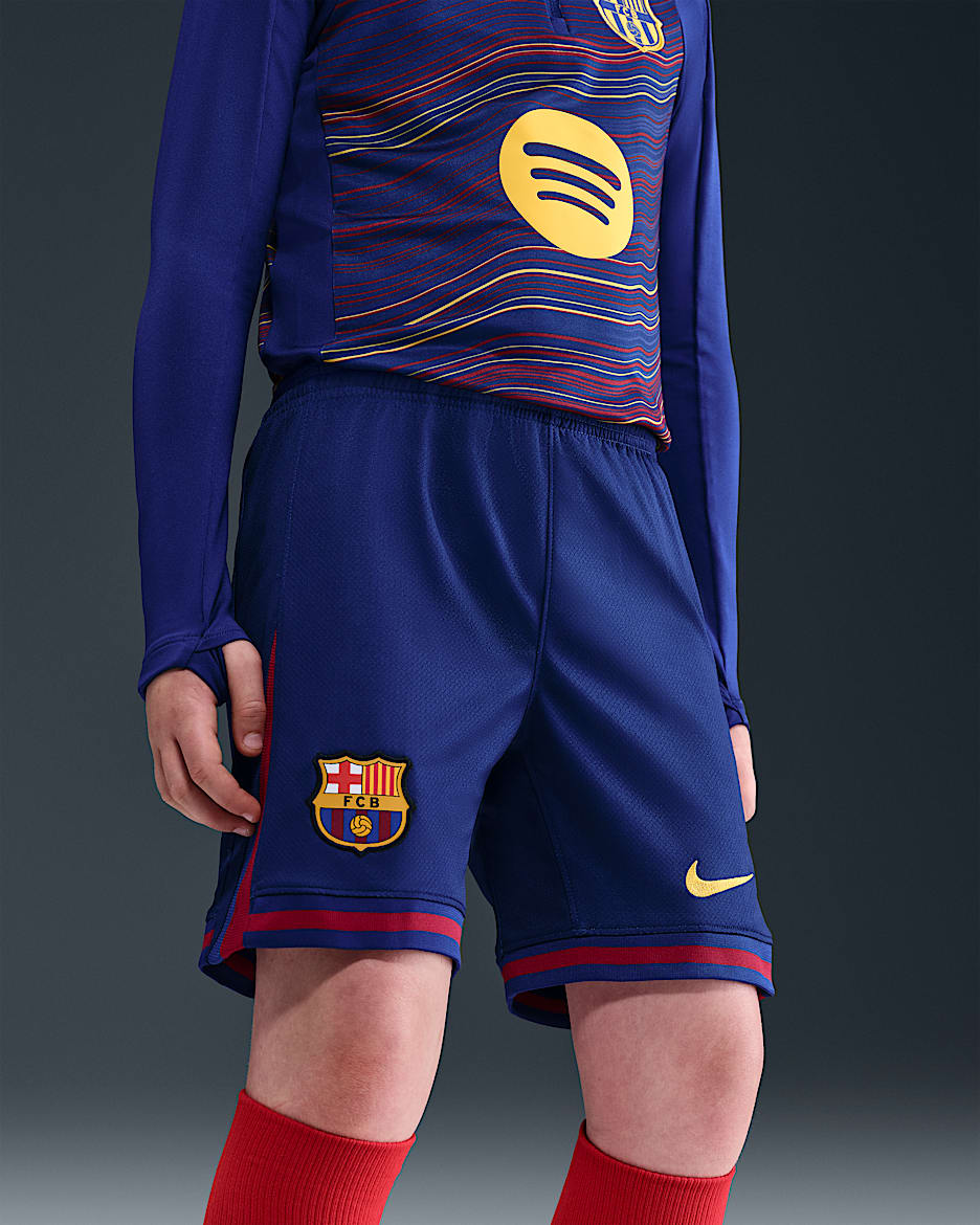FC Barcelona 2025/26 Stadium Home Big Kids' Nike Dri-FIT Soccer Replica Shorts
