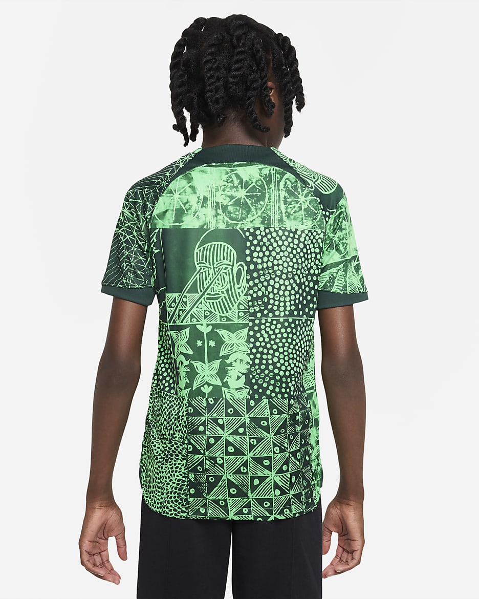 Nigeria 2022/23 Stadium Home Big Kids' Nike Dri-FIT Soccer Jersey - Green Spark/Pine Green/Black/White