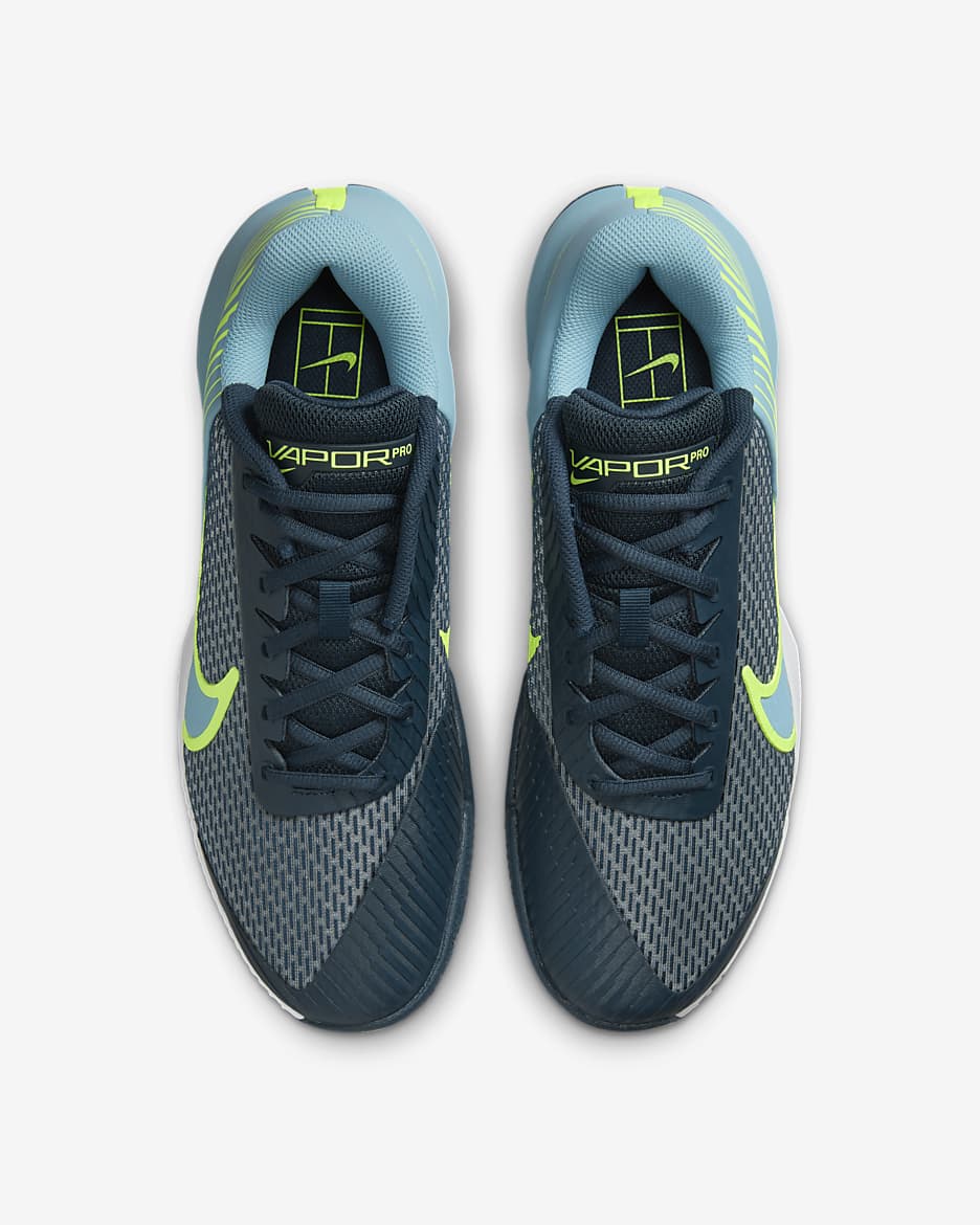 NikeCourt Air Zoom Vapor Pro 2 Men's Clay Tennis Shoes - Armoury Navy/Volt/Denim Turquoise