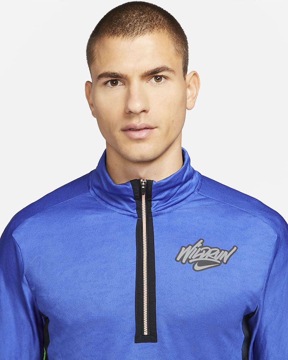 Nike Dri-FIT Wild Run Men's 1/2-Zip Graphic Running Top - Game Royal/Black