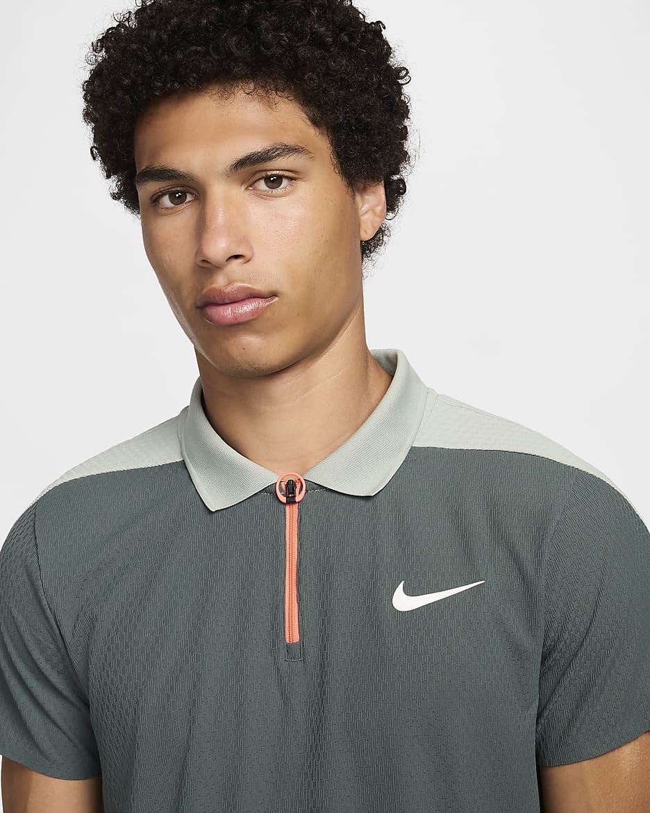 Ανδρική μπλούζα πόλο τένις Dri-FIT ADV NikeCourt Slam Ultimate - Vintage Green/Jade Horizon/Light Silver/Λευκό