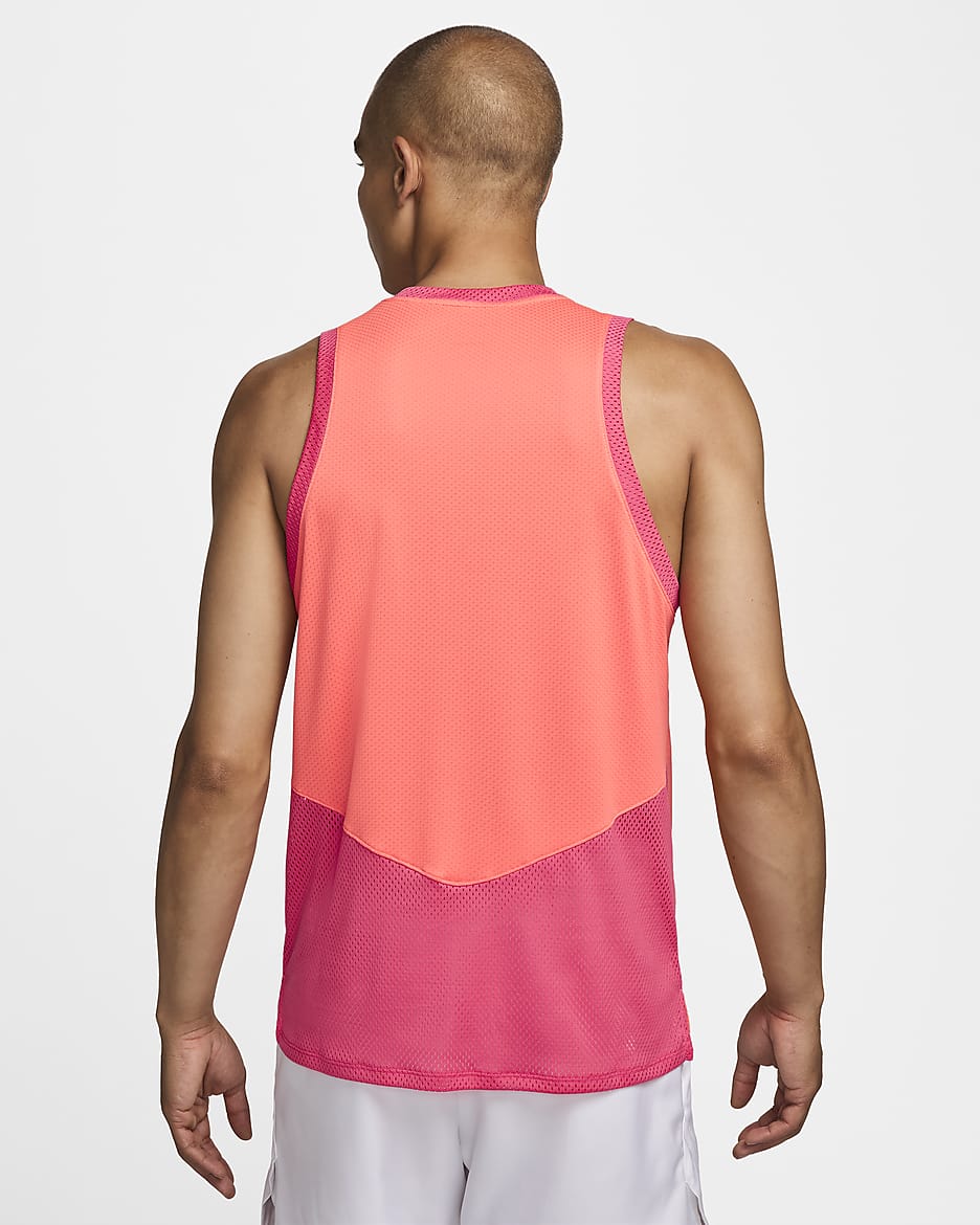 Débardeur de tennis Dri-FIT NikeCourt Slam pour homme - Light Wild Mango/Aster Pink/Noir