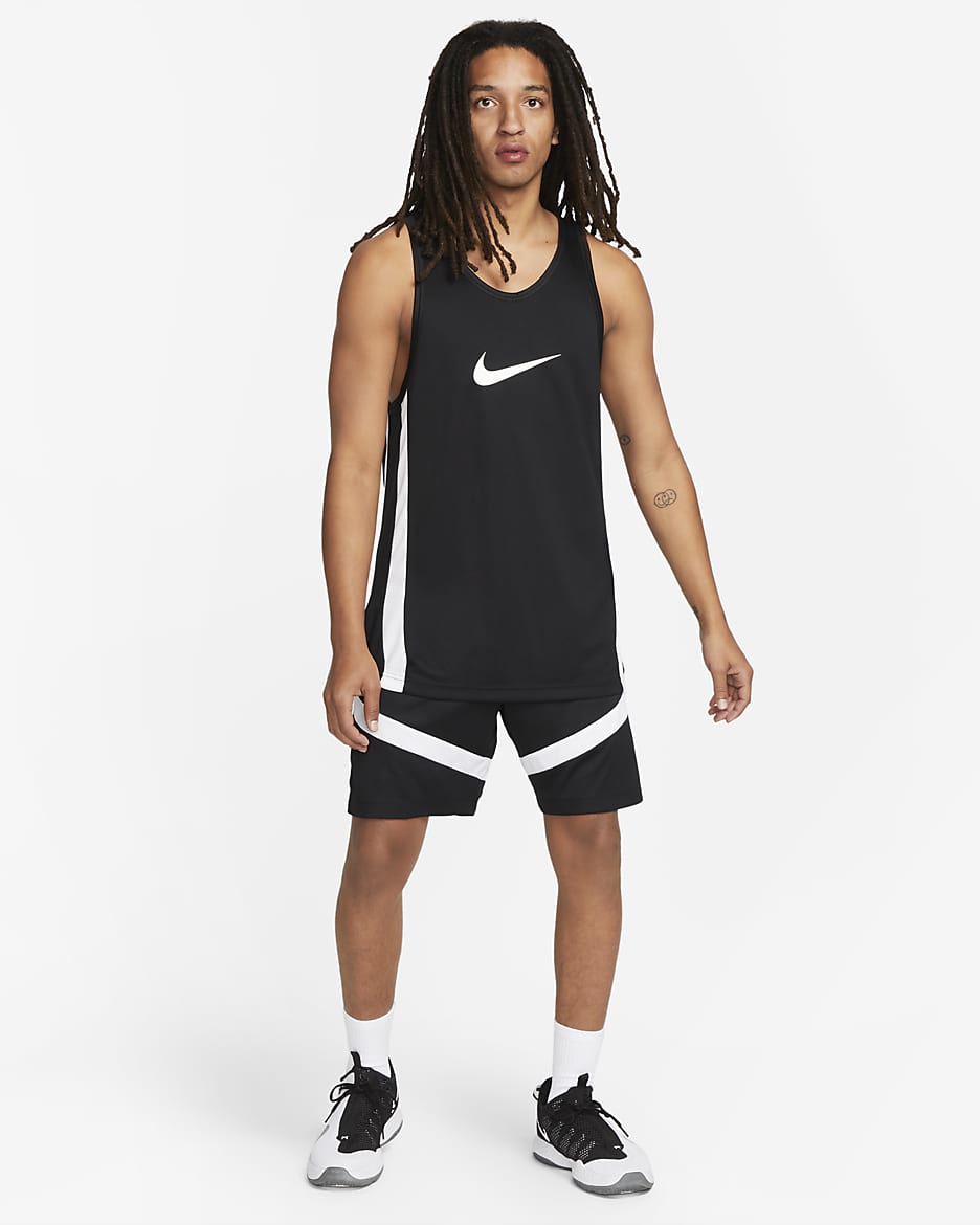 Maillot de basketball Dri-FIT Nike Icon pour homme - Noir/Noir/Blanc/Blanc