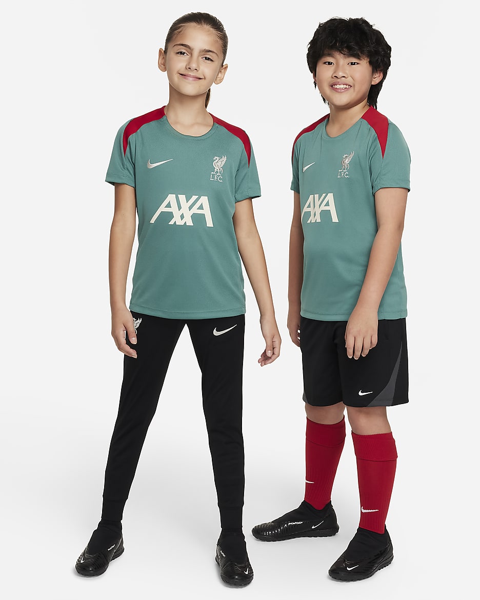 Liverpool F.C. Strike Older Kids' Nike Dri-FIT Football Short-Sleeve Knit Top - Bicoastal/Bicoastal/Gym Red/Light Orewood Brown