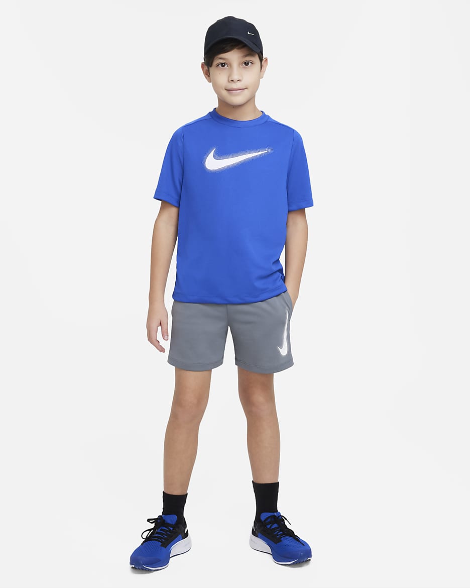 Nike Multi Older Kids' (Boys') Dri-FIT Graphic Training Top - Game Royal/White