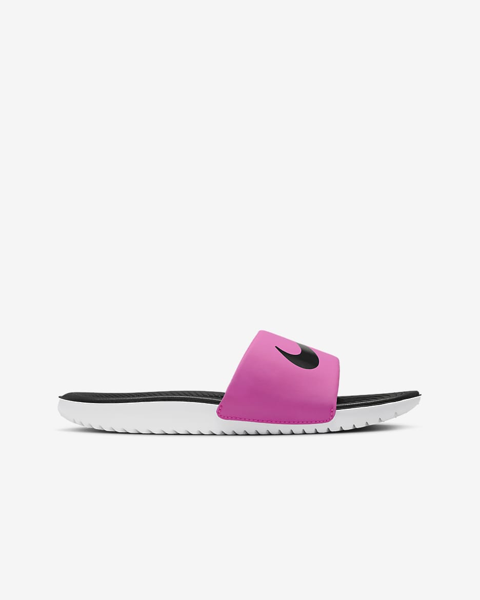 Claquette Nike Kawa pour enfant/ado - Laser Fuchsia/Blanc/Noir