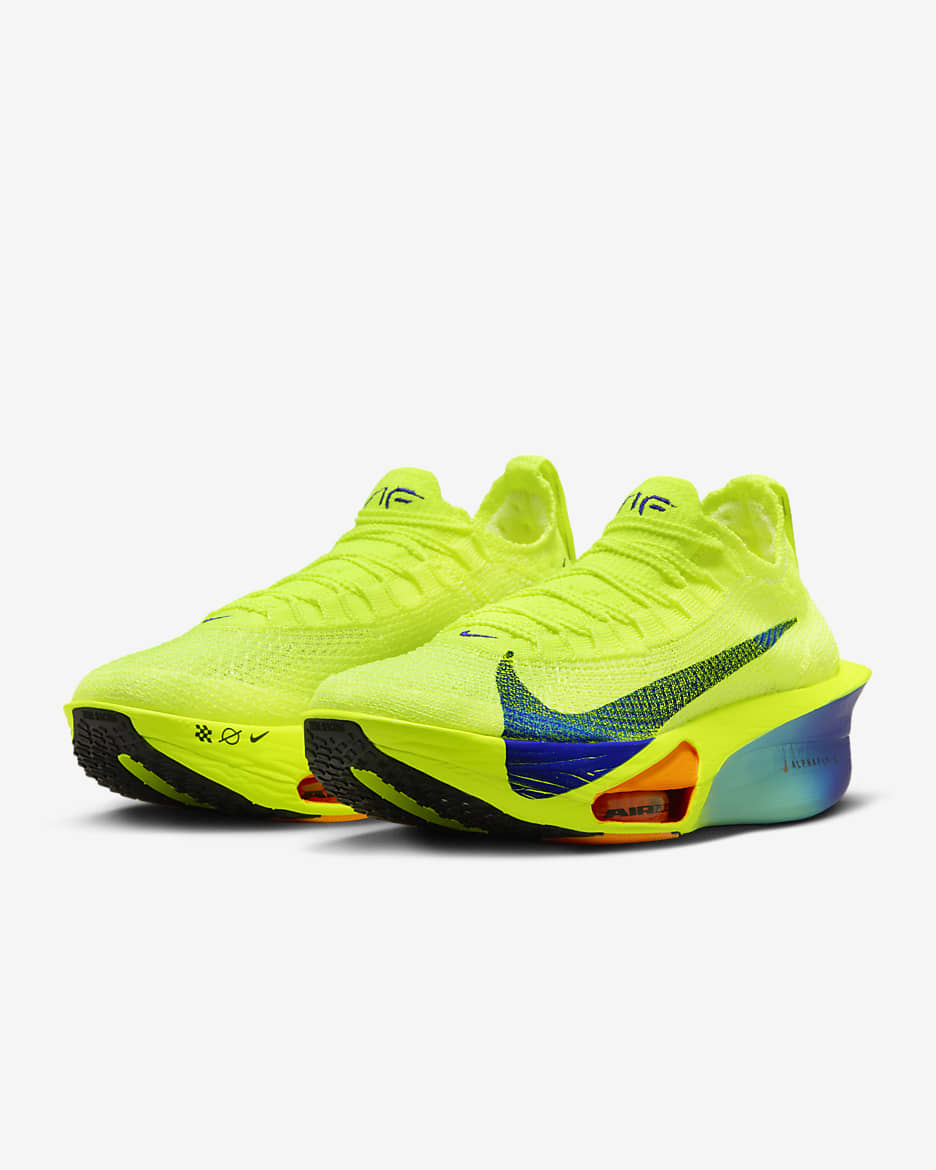 Nike Alphafly 3-konkurrenceløbesko til vej til kvinder - Volt/Dusty Cactus/Total Orange/Concord