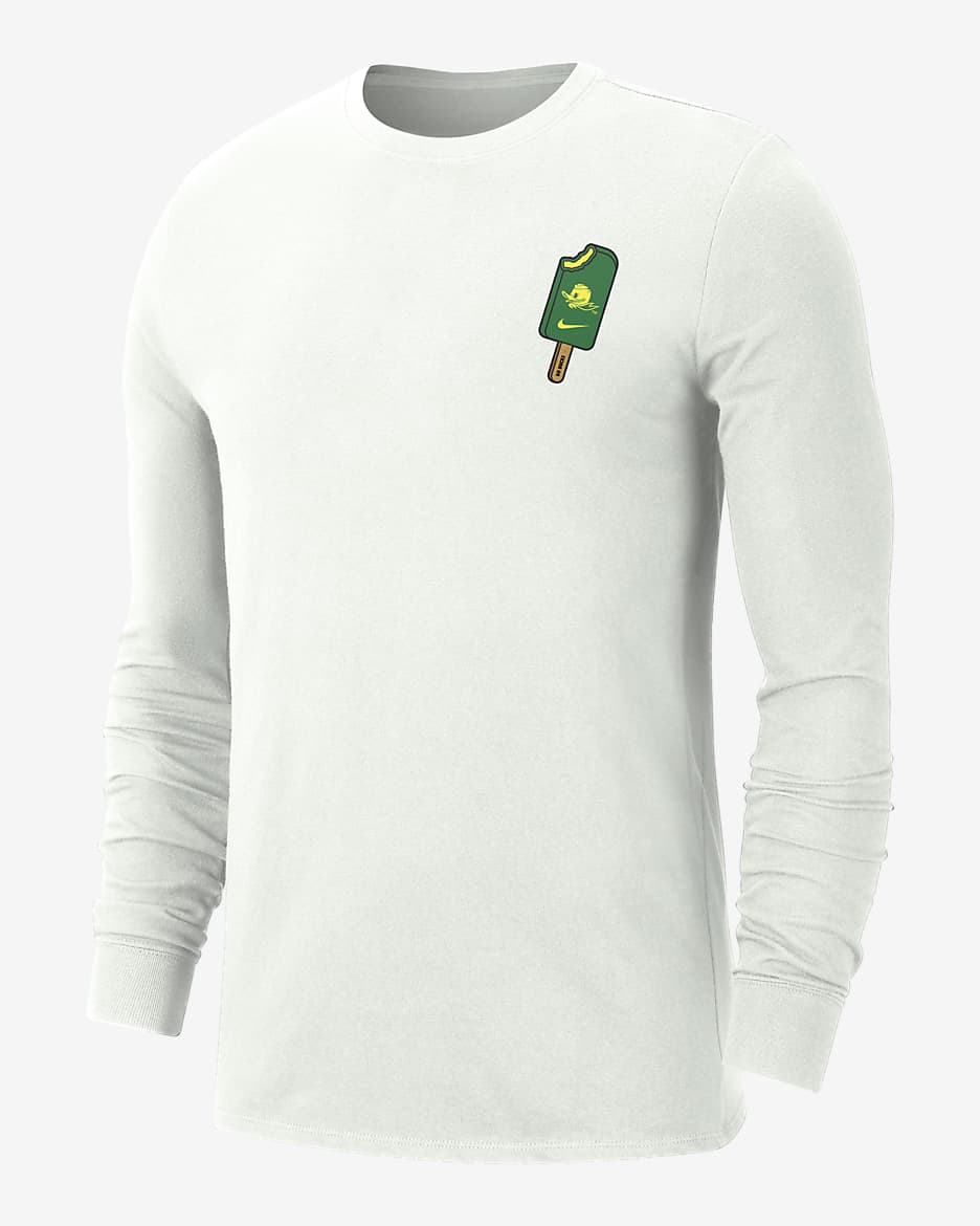 Playera universitaria Nike de manga larga para hombre Oregon - Blanco cumbre