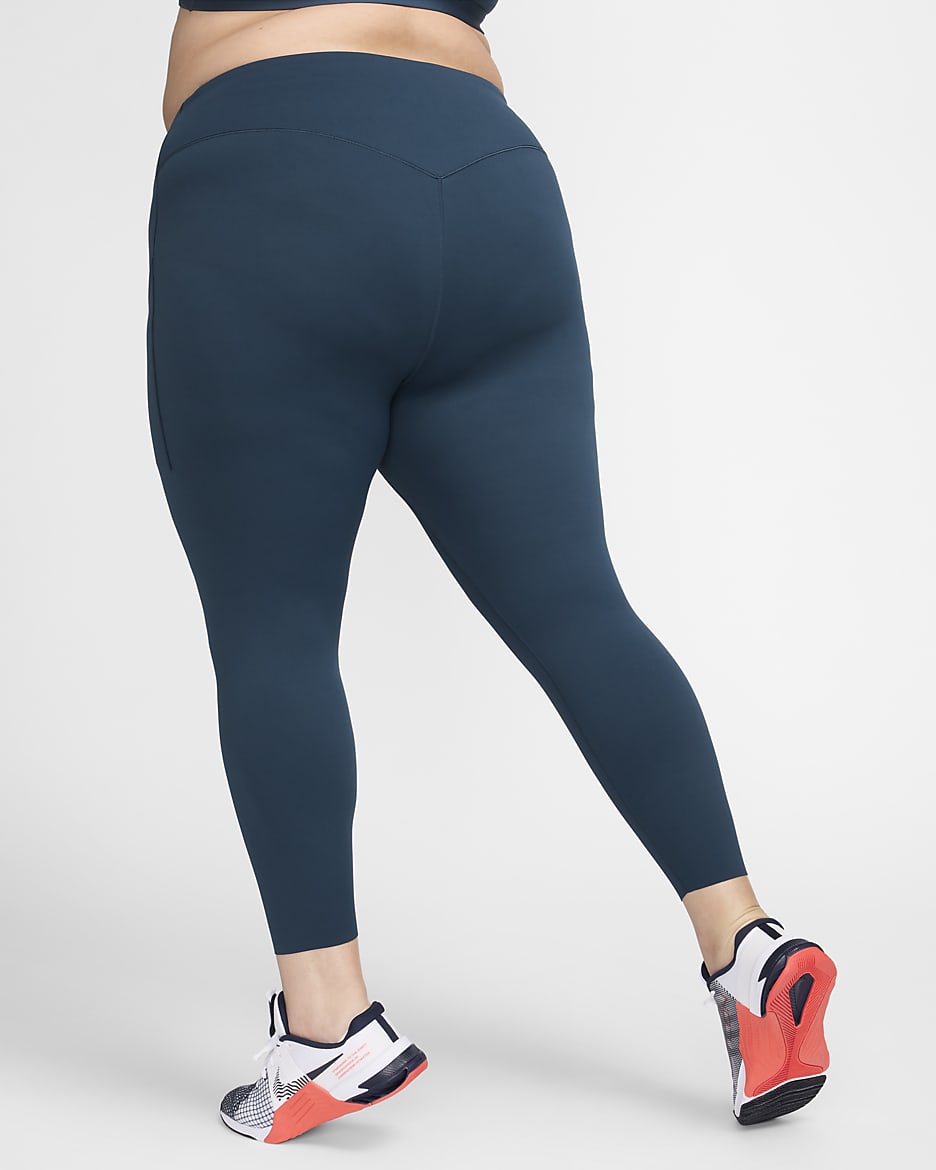 Nike Universa Women's Medium-Support High-Waisted 7/8 Leggings with Pockets (Plus Size) - Armoury Navy/Black