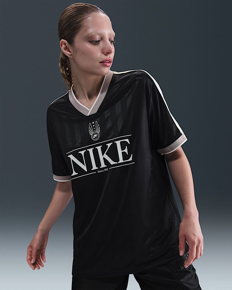 Nike Sportswear Women's V-Neck Jersey Top - Black/Sail/College Grey/Sail