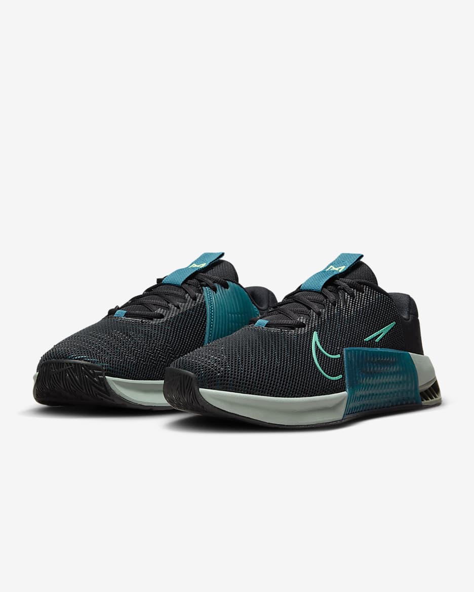 Tenis de entrenamiento para hombre Nike Metcon 9 - Negro/Jade transparente/Verde mica/Azul verdoso geoda