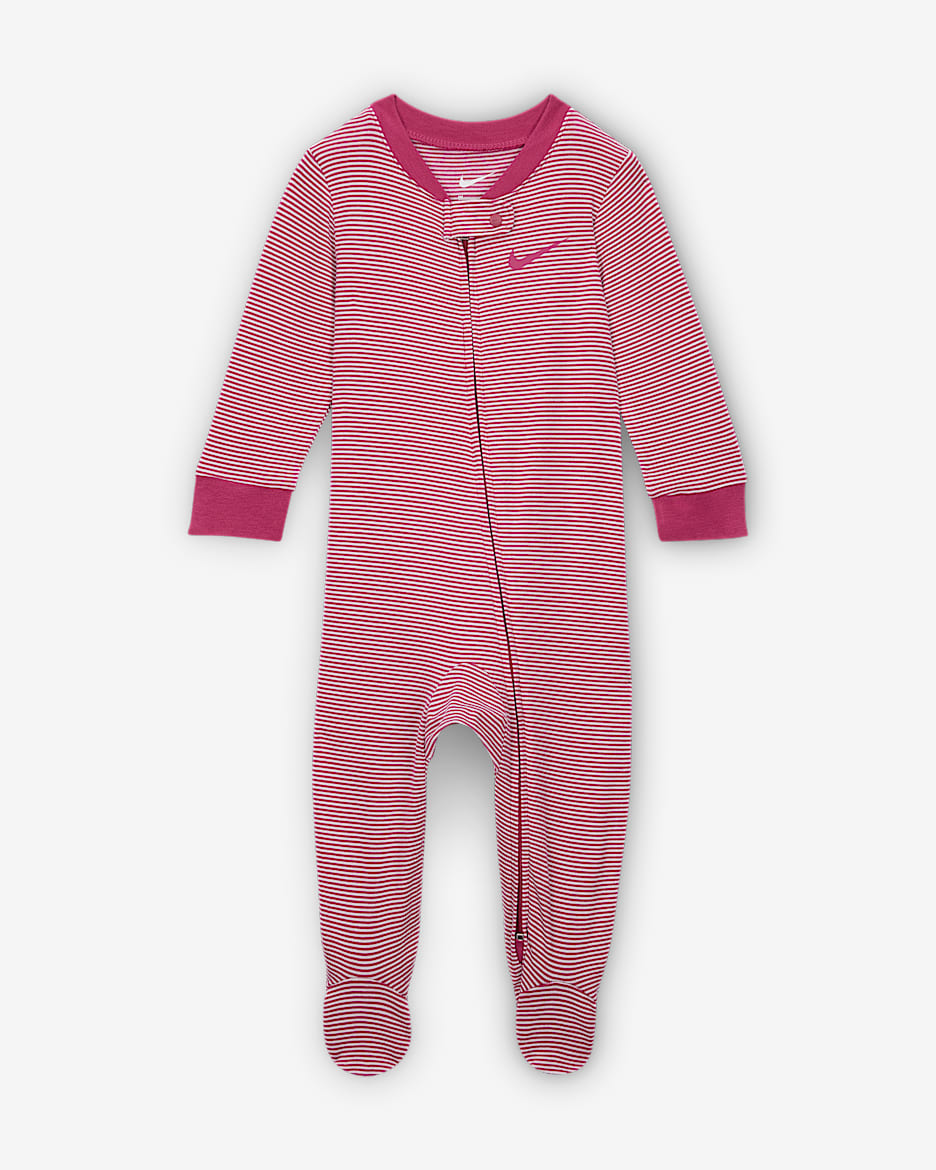 Nike Baby (0-9M) Striped Footed Coverall - Sweet Beet