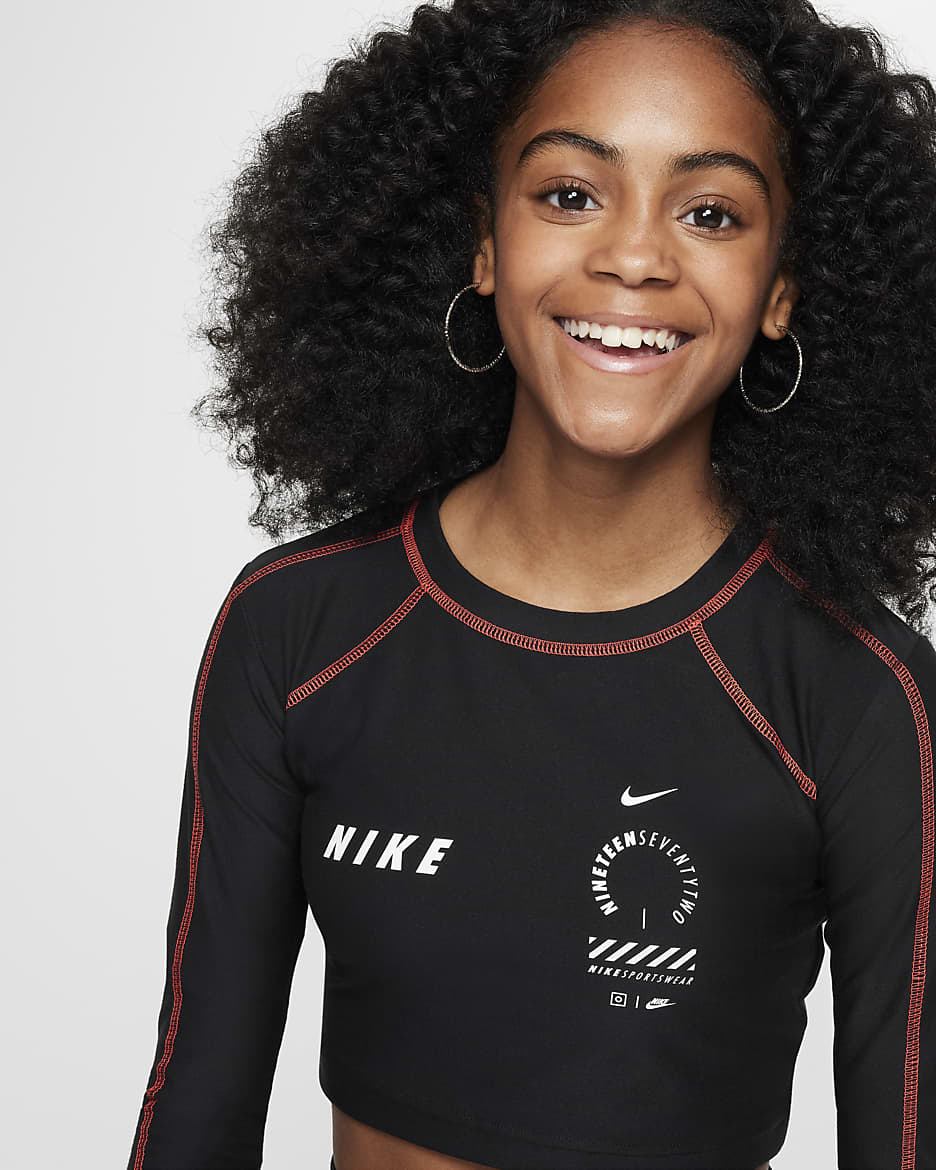 Nike Sportswear Girls' Long-Sleeve Crop Top - Black