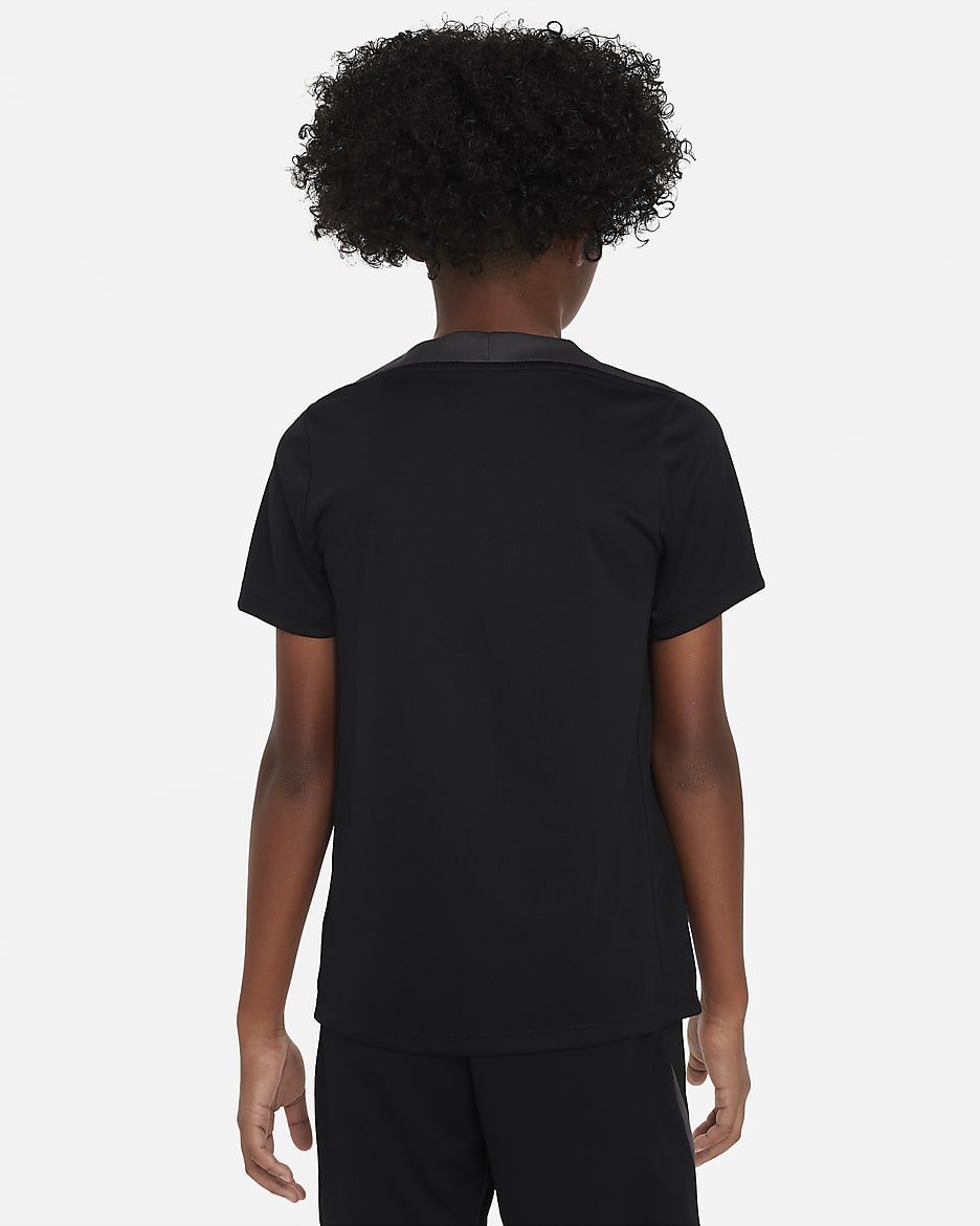 Camisola de futebol de manga curta Nike Dri-FIT Strike Júnior - Preto/Preto/Anthracite/Branco