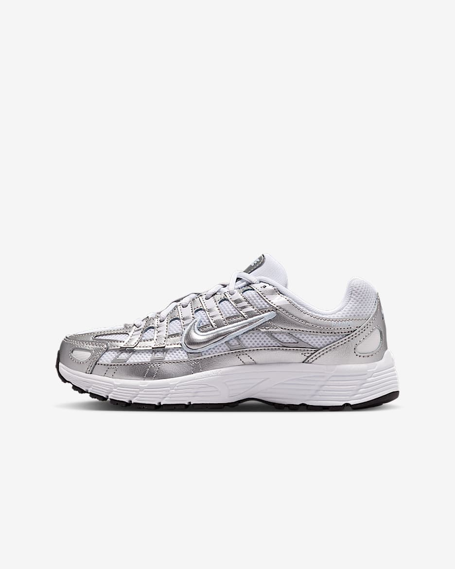 Nike P-6000 Older Kids' Shoes - White/Blue Tint/Black/Metallic Silver
