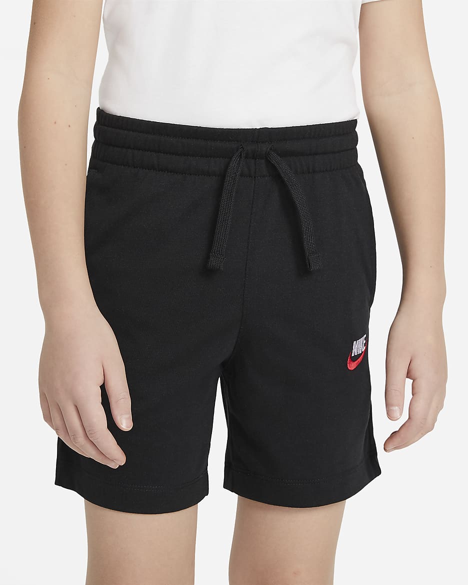 Nike Jersey Older Kids' (Boys') Shorts - Black/University Red/White