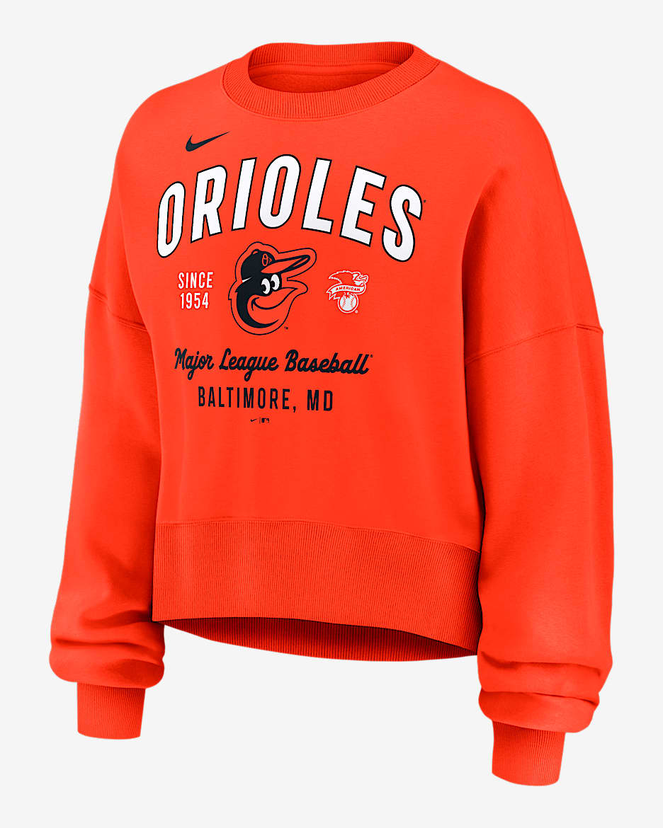 Baltimore Orioles Women's Nike MLB Pullover Crew - Orange