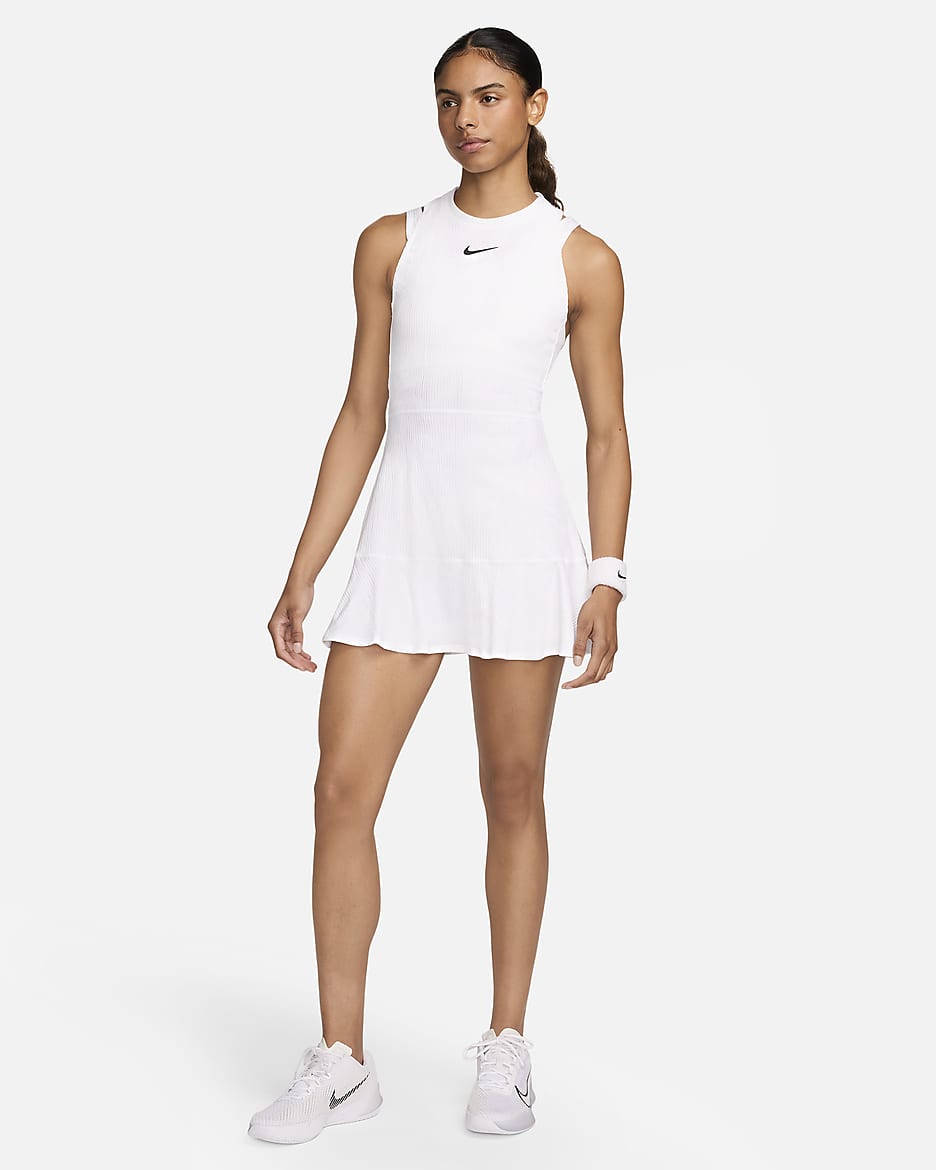 NikeCourt Slam Dri-FIT Tenniskleid für Damen - Weiß/Schwarz