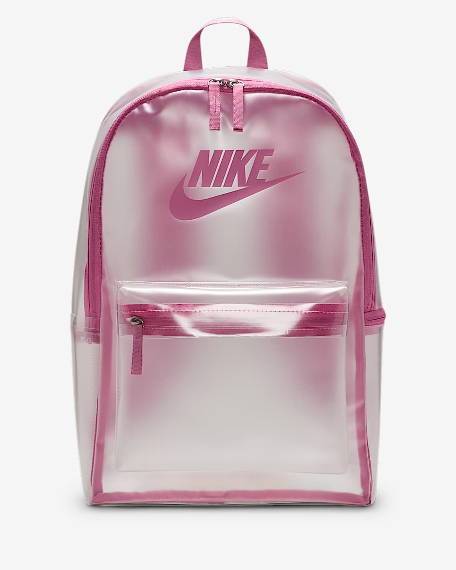Mochila para niños grandes (25 L) Nike Heritage Crystal - Transparente/Flamenco mágico/Flamenco mágico