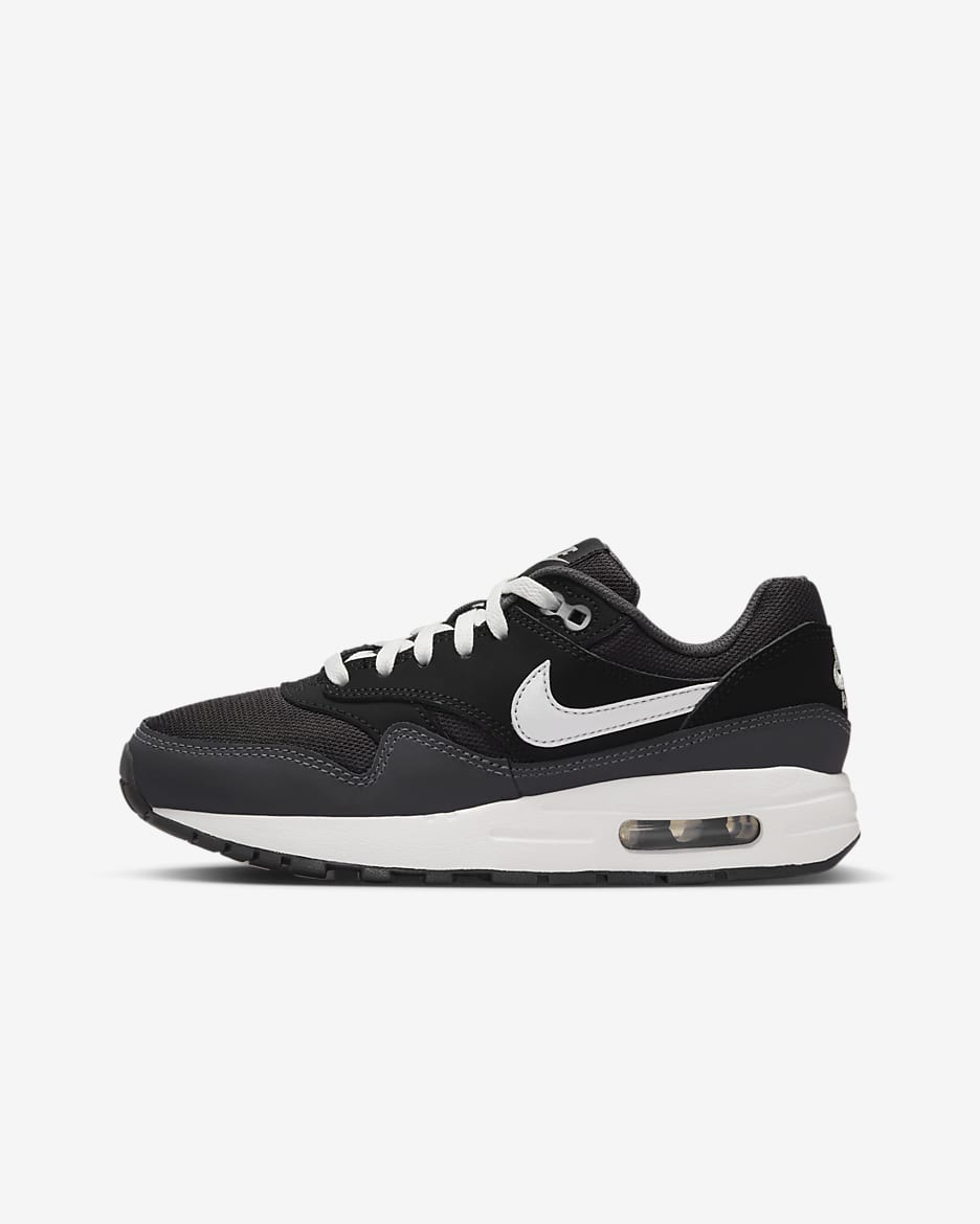 Air Max 1 Schuh für ältere Kinder - Schwarz/Anthracite/Metallic Silver/Weiß