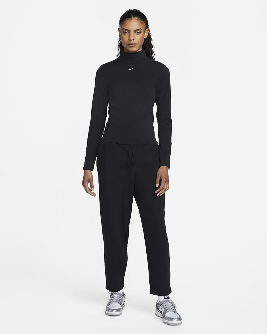 Pantaloni tuta Curve a 7/8 e vita alta Nike Sportswear Phoenix Fleece – Donna - Nero/Sail