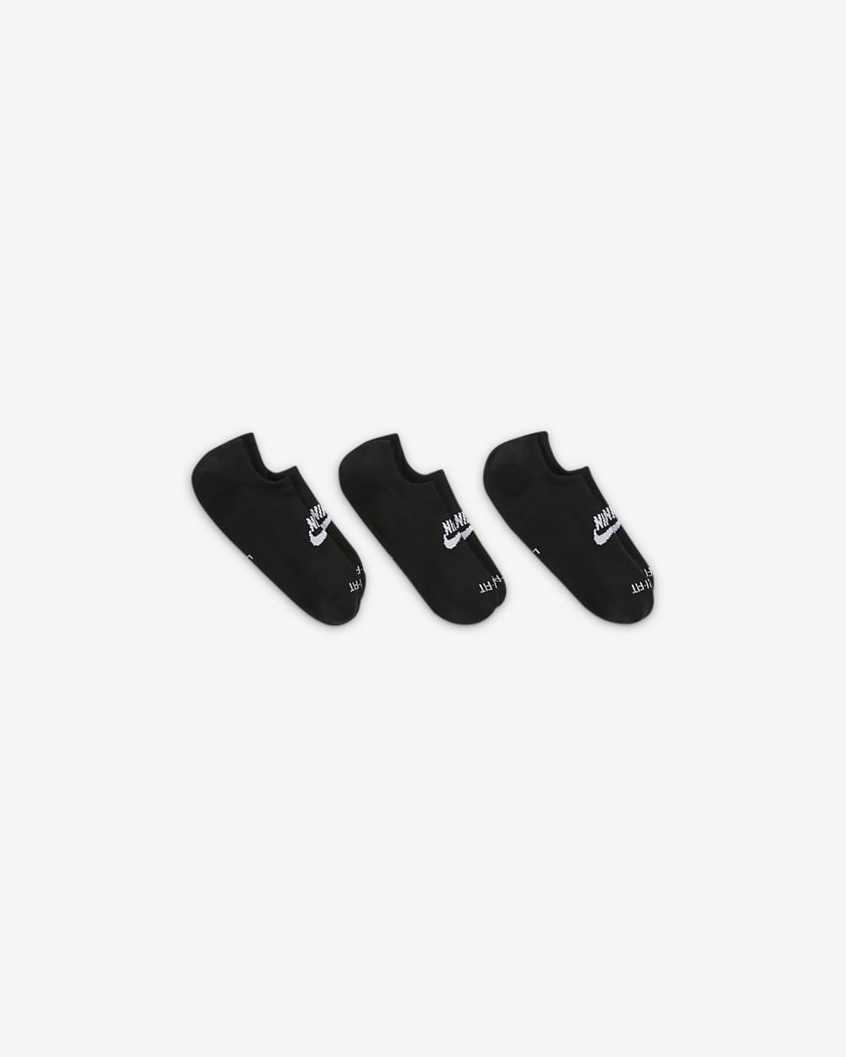 Everyday Plus Cushioned Nike Footie Calcetines - Negro/Blanco