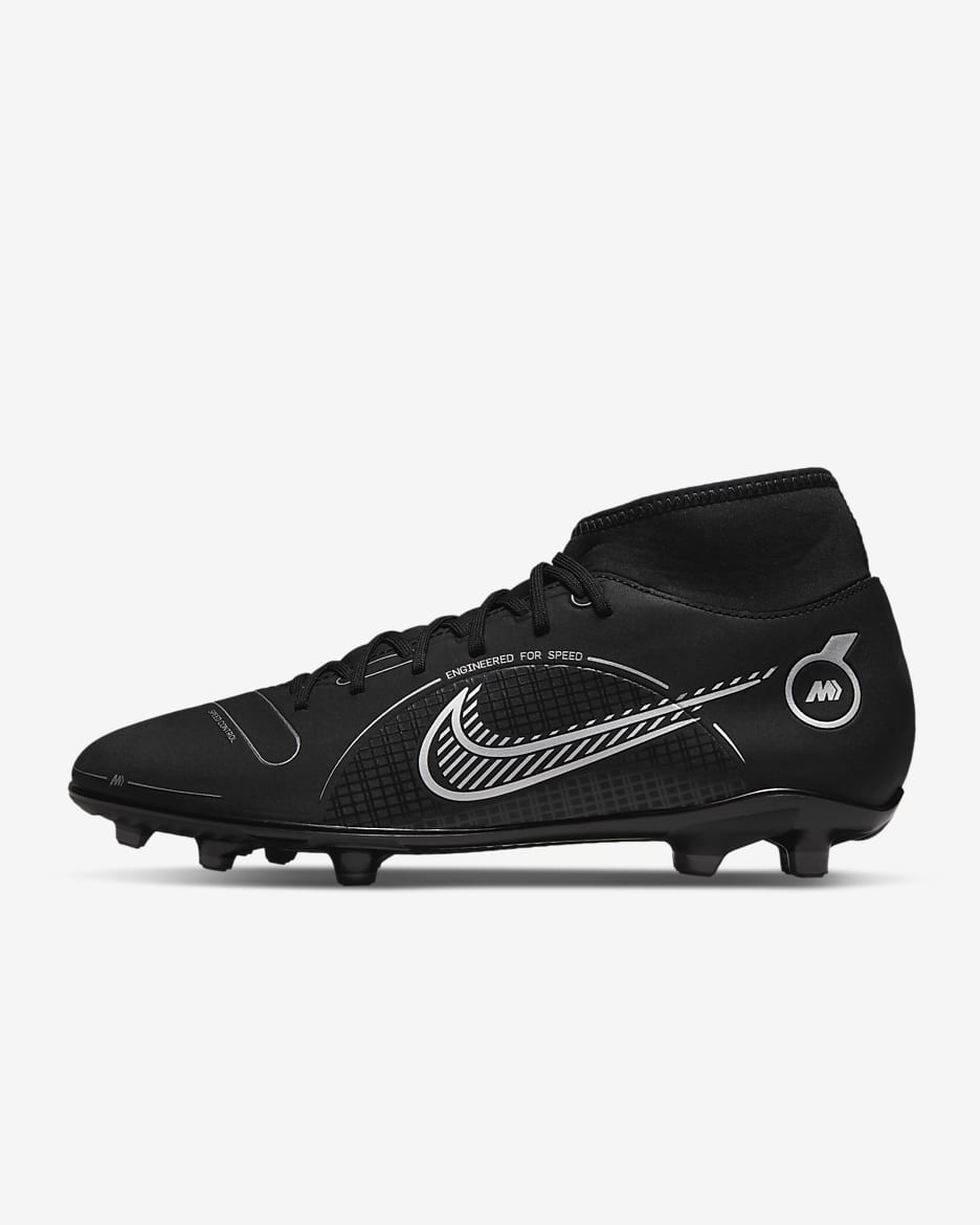 Nike Mercurial Superfly 8 Club MG Multi-Ground Soccer Cleats - Black/Medium Ash/Metallic Silver