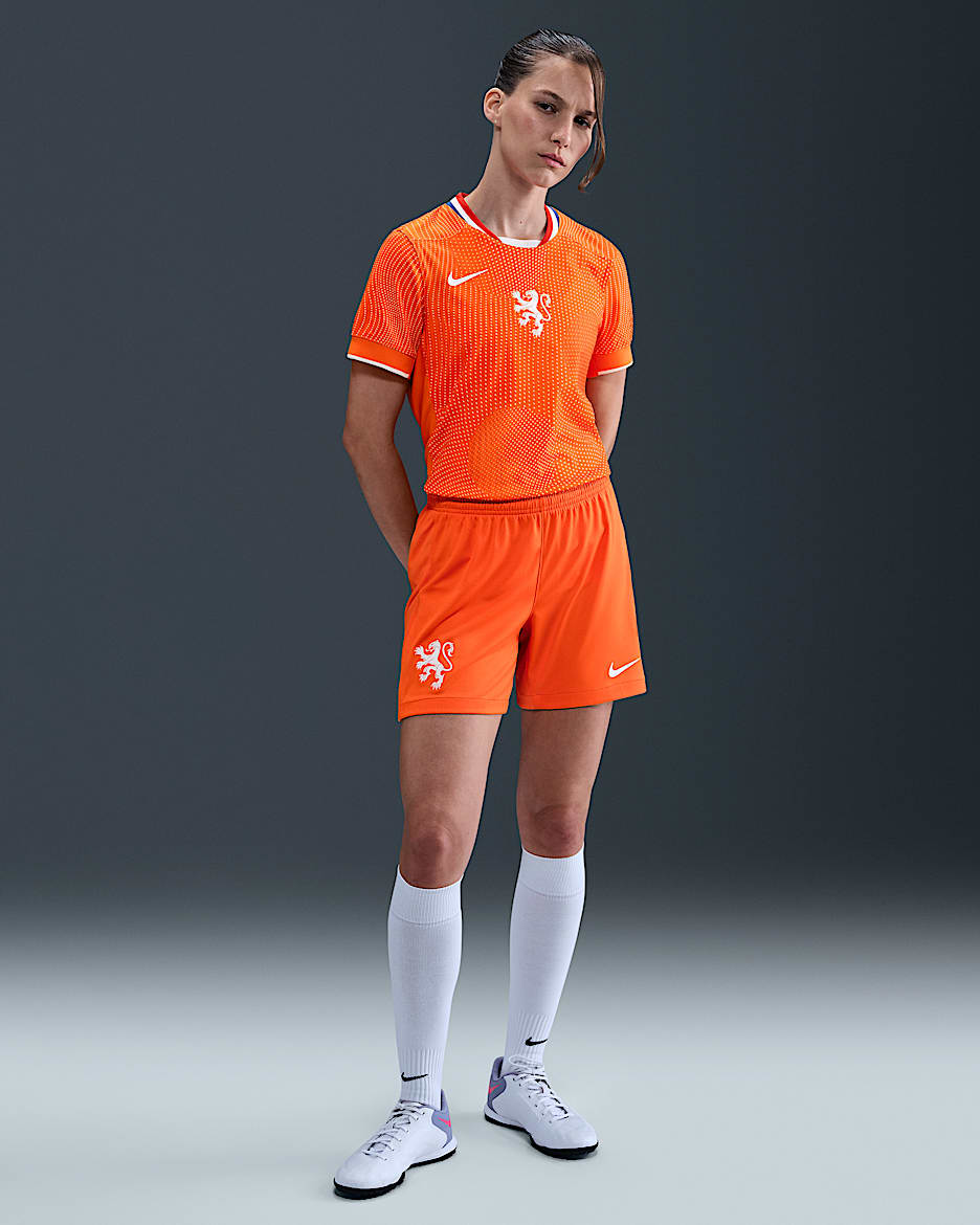 Netherlands 2025/26 Stadium Home Women's Nike Dri-FIT Football Replica Shorts - Safety Orange/White
