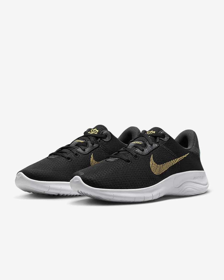 Nike Experience Run 11 Women's Road Running Shoes - Black/Dark Smoke Grey/Noise Aqua/Wheat Gold