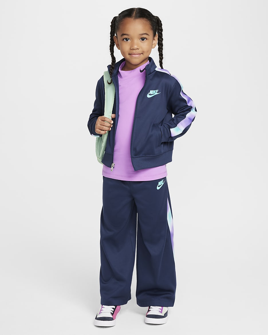 Conjunto de pants y chamarra para niños talla pequeña Nike Dri-FIT Solarized - Azul marino medianoche