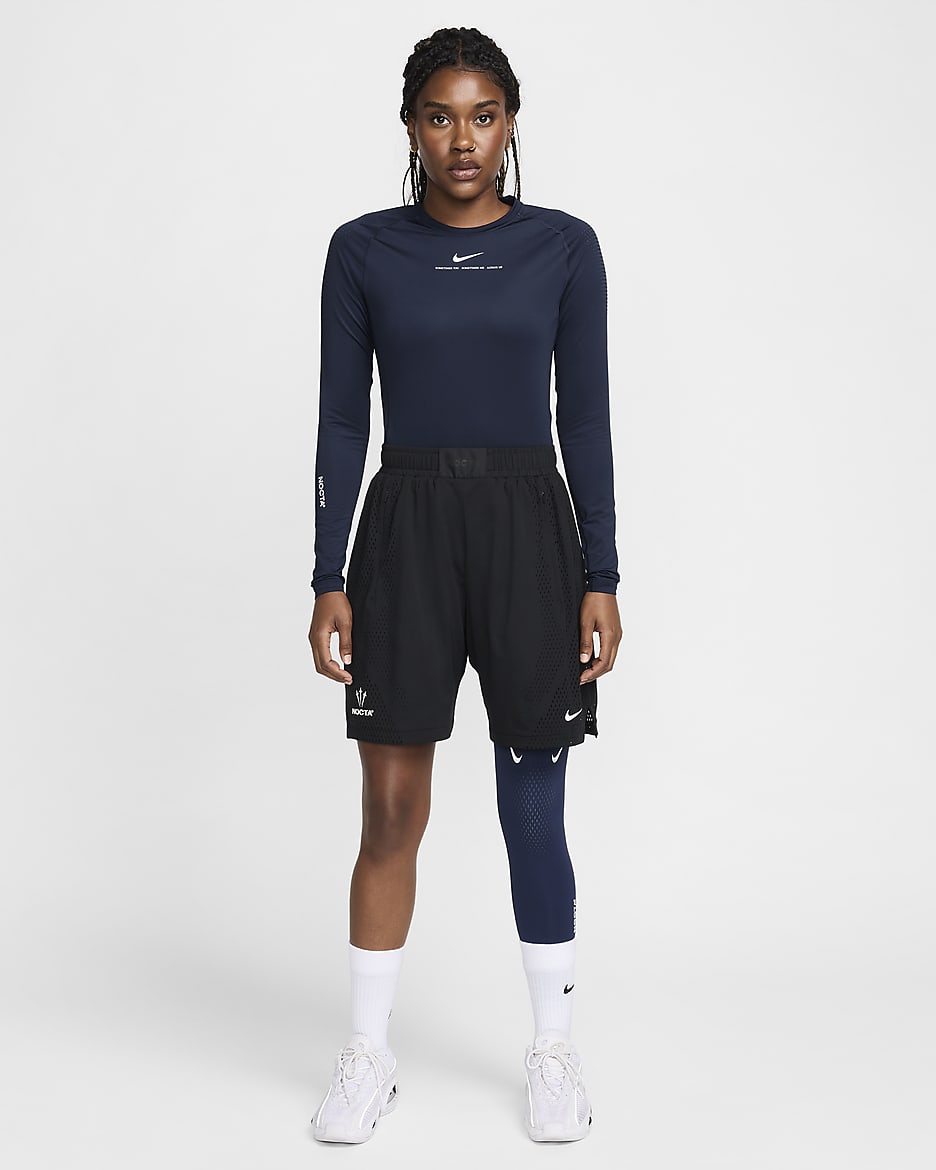 Haut de basketball première couche à manches longues NOCTA pour homme - College Navy/Blanc