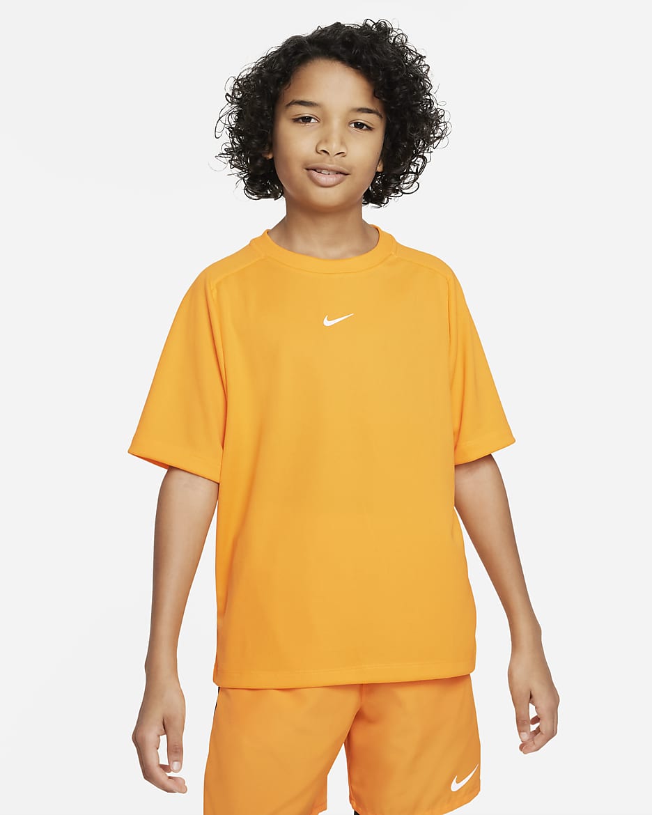 Nike Multi Older Kids' (Boys') Dri-FIT Training Top - Vivid Orange/White