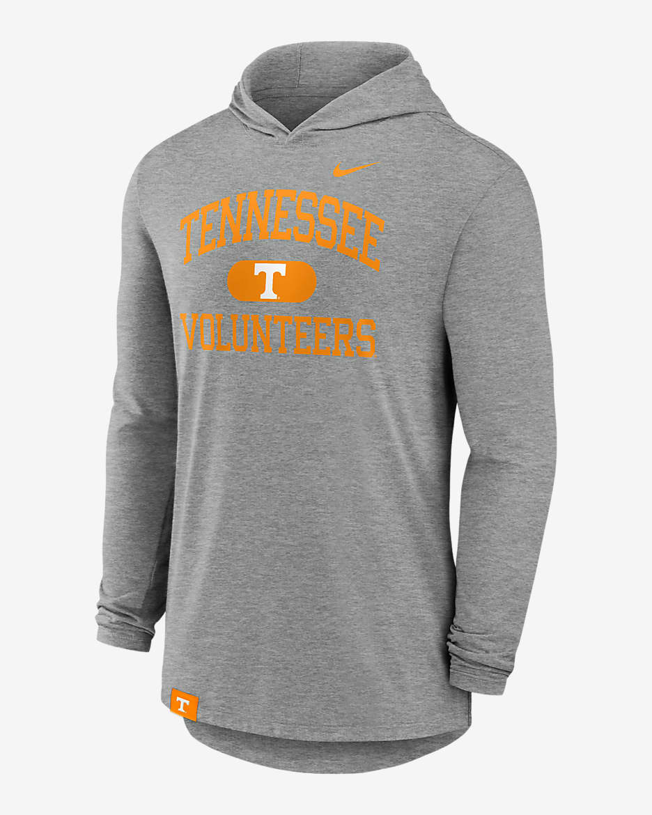 Tennessee Volunteers Blitz Men's Nike Dri-FIT College Long-Sleeve Hooded T-Shirt - Grey Heather