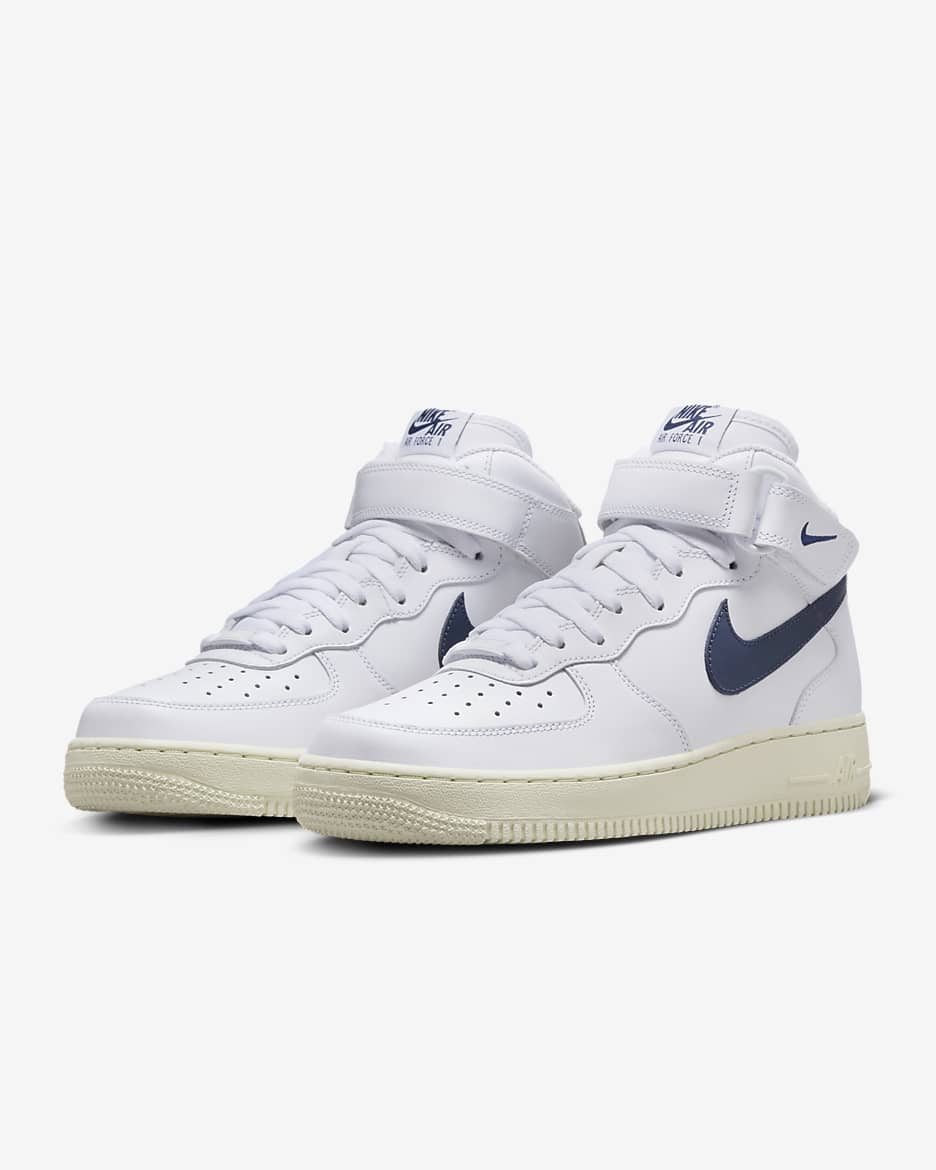 Nike Air Force 1 '07 Mid Sabatilles - Dona - Blanc/Coconut Milk/Or metal·litzat/Midnight Navy