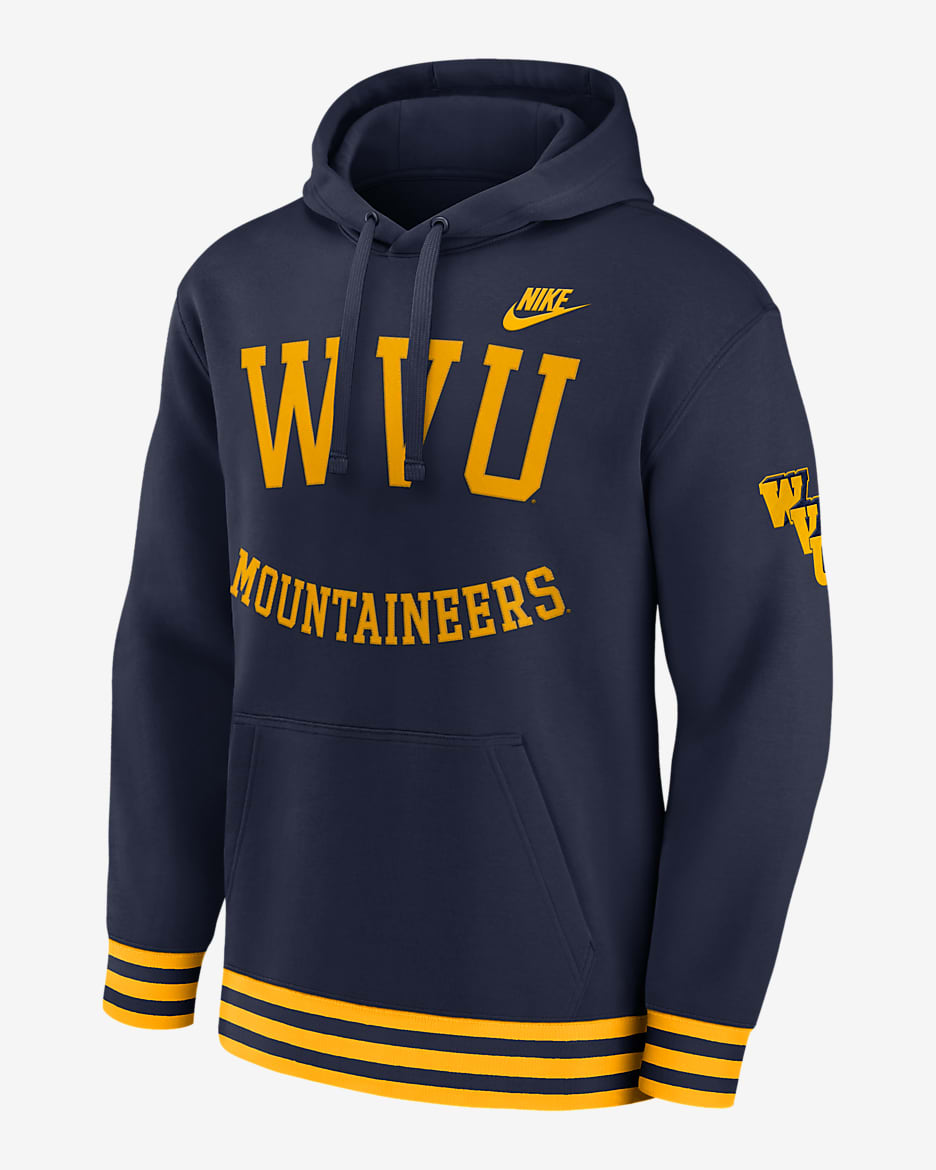 Sudadera con gorro sin cierre universitaria Nike para hombre West Virginia Mountaineers Legacy Retro - Azul marino universitario