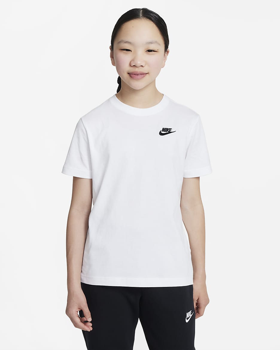 Nike Sportswear-T-shirt til større børn (piger) - hvid/sort
