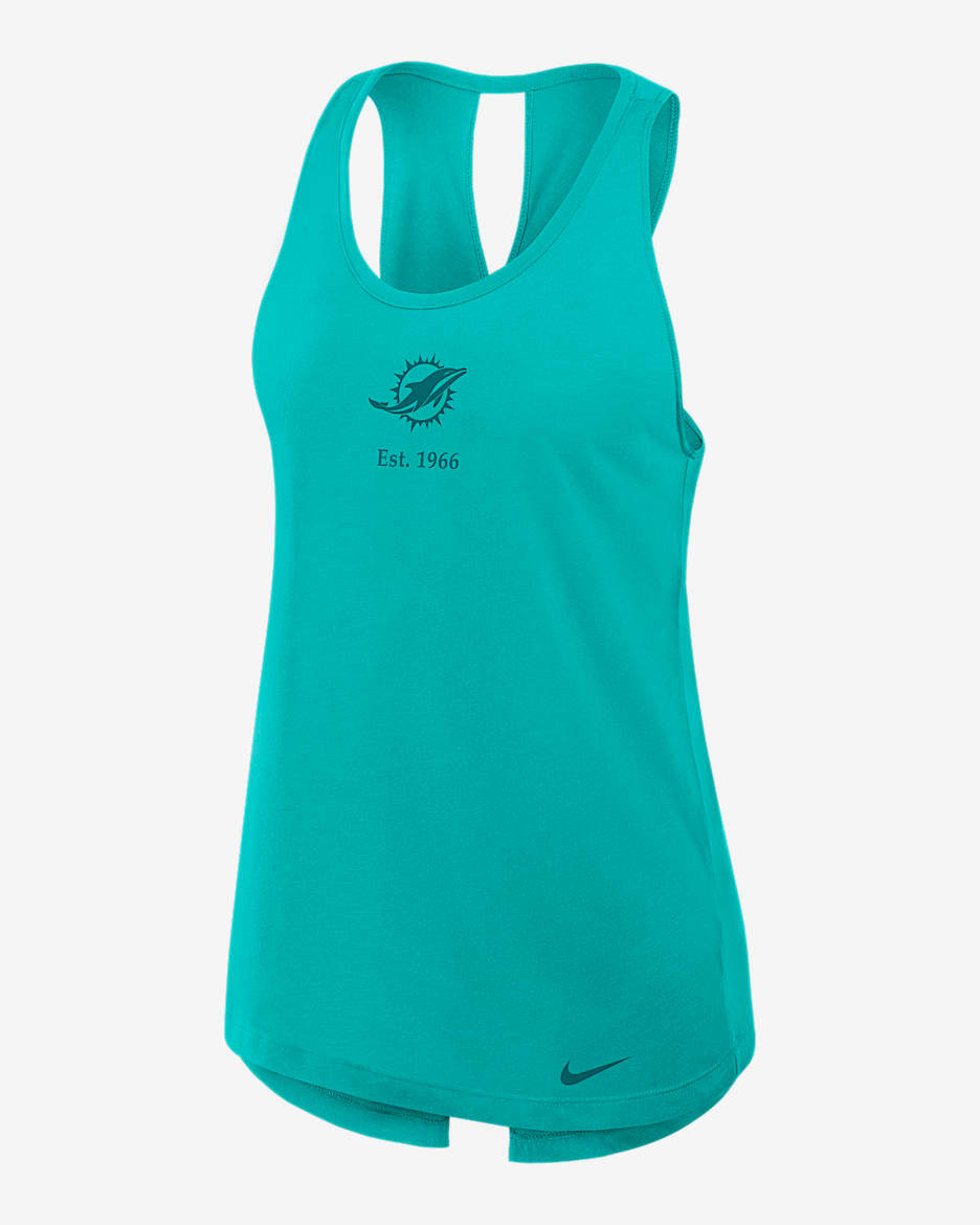 Miami Dolphins Established Women's Nike Dri-FIT NFL Tank Top - Aqua