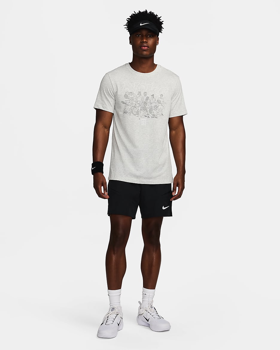 T-shirt de tennis NikeCourt Dri-FIT pour homme - Grey Heather