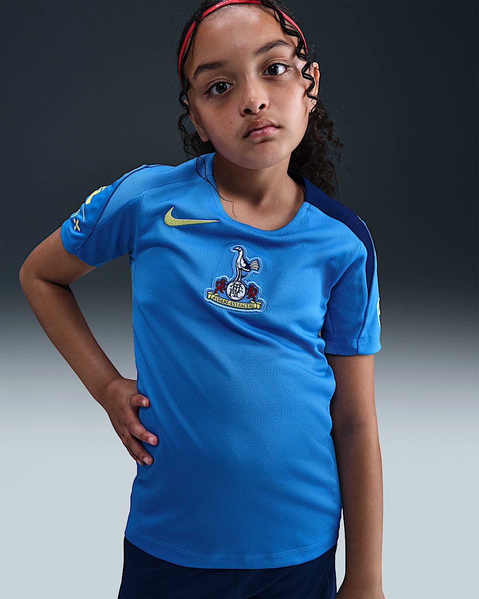 Tottenham Hotspur Strike Third Nike Dri-FIT Total 90 Fußball-Kurzarmshirt (ältere Kinder) - Pacific Blue/Pacific Blue/Blue Void/Dynamic Yellow