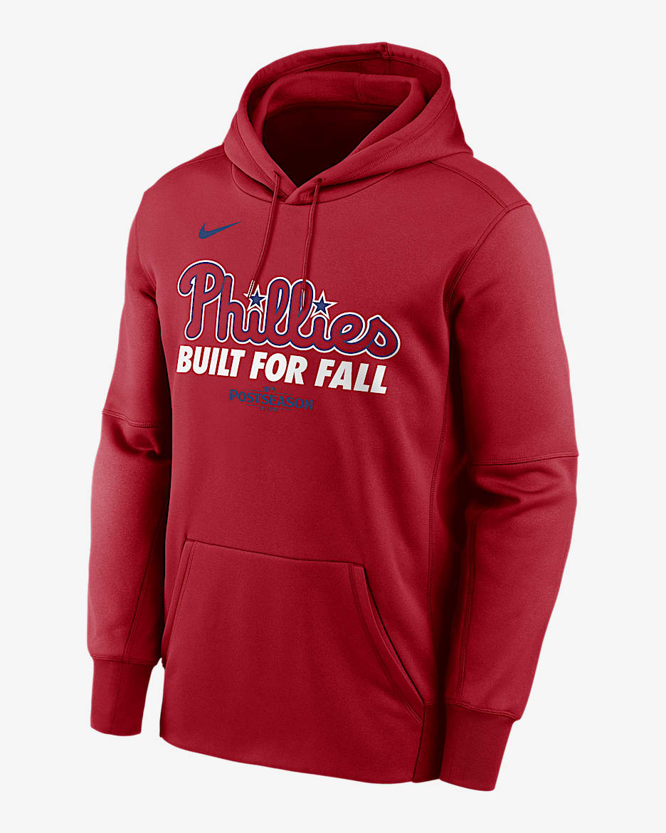 Philadelphia Phillies 2025 Postseason Authentic Collection Men’s Nike Therma MLB Pullover Hoodie - Red