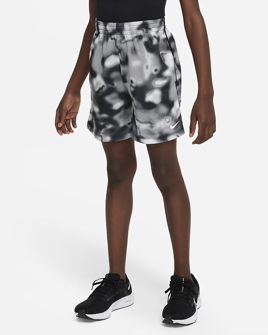 Nike Dri-FIT Multi+ Big Kids' (Boys') Printed Training Shorts - Black/White