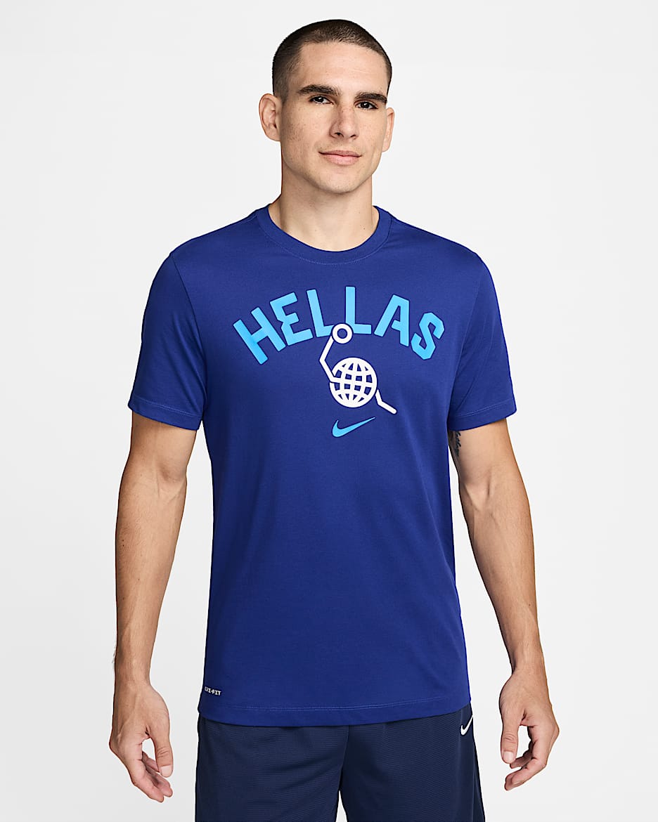 Yunanistan Nike Erkek Basketbol Tişörtü - Deep Royal Blue/Deep Royal Blue/Beyaz/Light Photo Blue