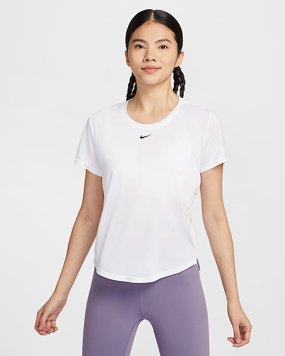 ナイキ Dri-FIT ワン ウィメンズ スタンダードフィット ショートスリーブ トップ - ホワイト/ブラック