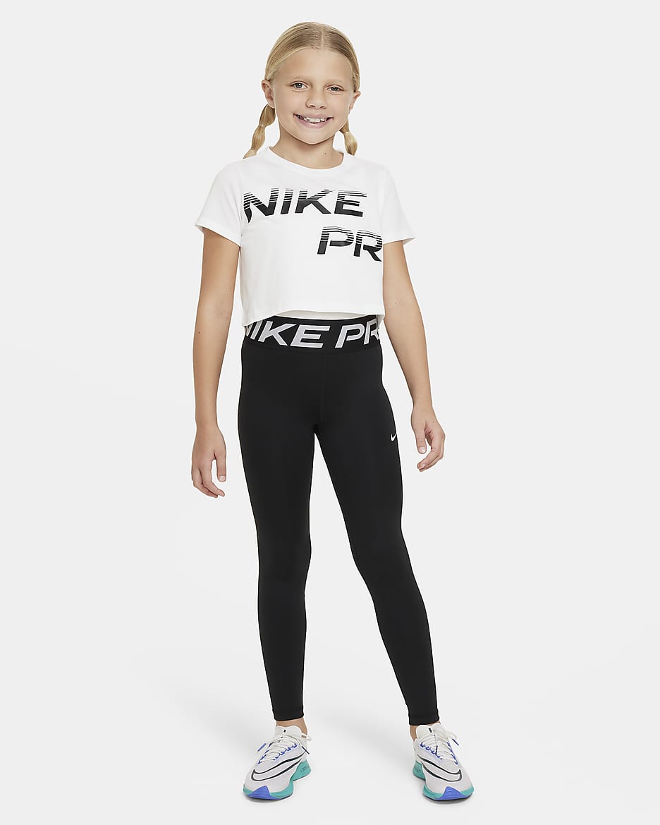 Nike Pro Older Kids' (Girls') Dri-FIT Cropped T-Shirt - White