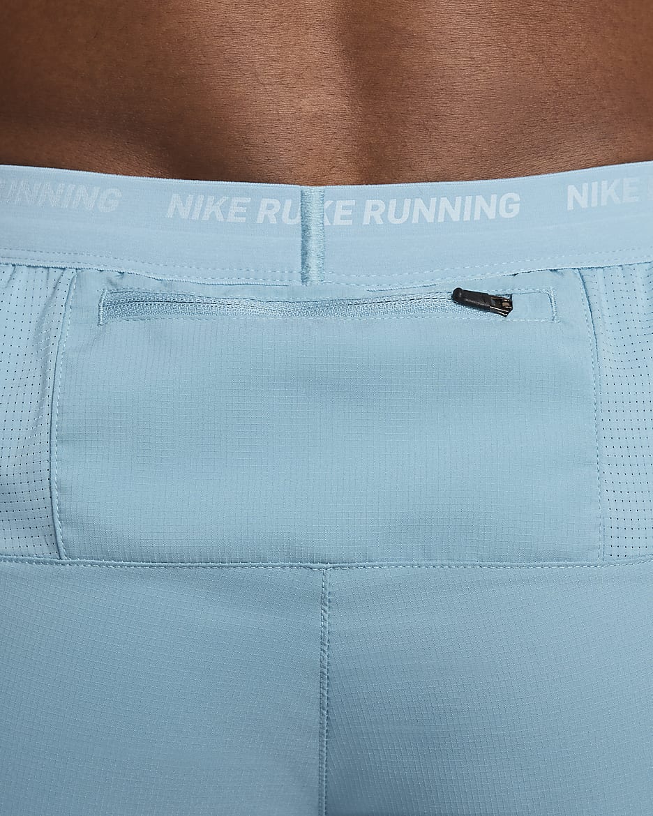 Short de running hybride Dri-FIT Nike Stride 13 cm pour homme - Denim Turquoise/Denim Turquoise/Noir